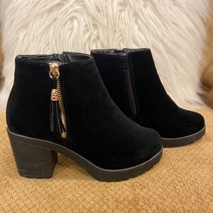 Black Suede Booties from Boohoo